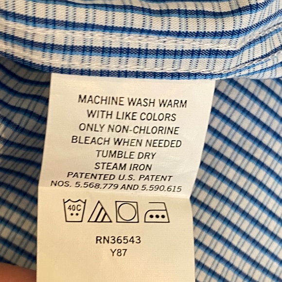 Calvin Klein Blue Gingham Cotton Dress Shirt Business 17.5 32/33 - Picture 11 of 16